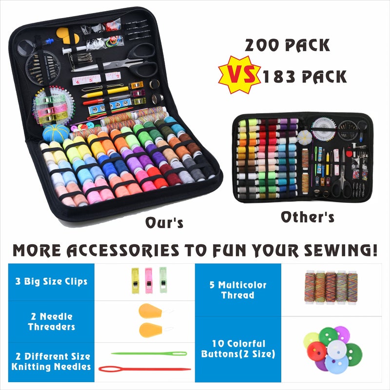 INSCRAFT Sewing Kit, 200 Premium Sewing Supplies, 41 XL Thread Spools, Suitable for Traveller, Adults, Beginner, Emergency, DIY and Home by INSCRAFT - Image 5